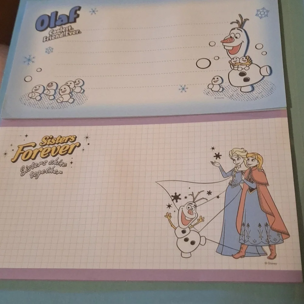 Disney Frozen Olaf Notebook Purple Anna Elsa Snow Sisters Sticky Notes Folder